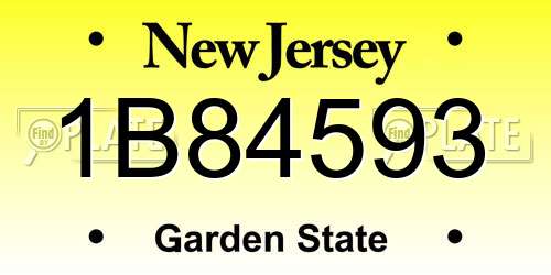 1B84593 New Jersey License Plate