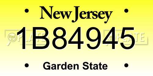 1B84945 New Jersey License Plate
