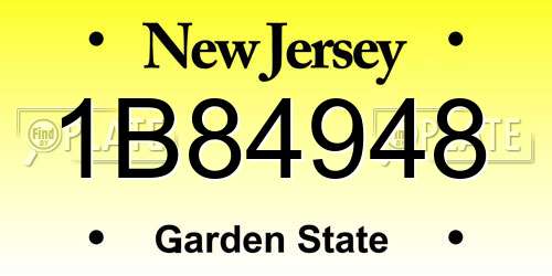 1B84948 New Jersey License Plate
