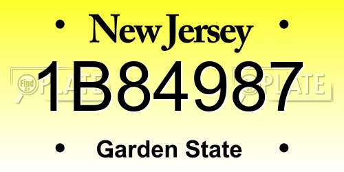 1B84987 New Jersey License Plate