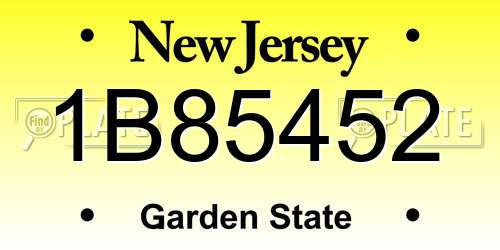 1B85452 New Jersey License Plate