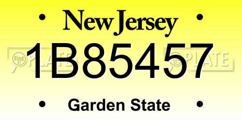 1B85457 New Jersey License Plate