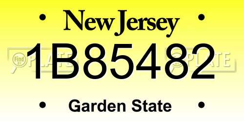 1B85482 New Jersey License Plate