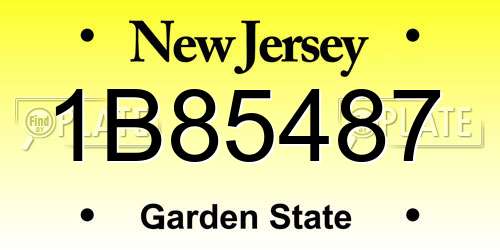 1B85487 New Jersey License Plate