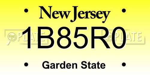 1B85R0 New Jersey License Plate