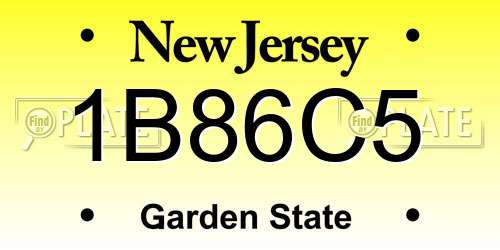 1B86C5 New Jersey License Plate