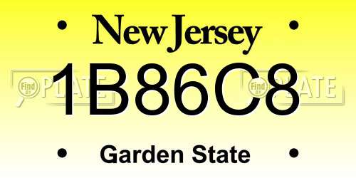 1B86C8 New Jersey License Plate