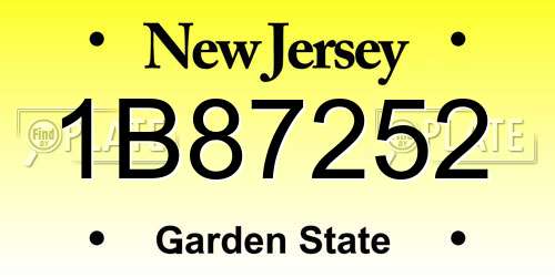 1B87252 New Jersey License Plate