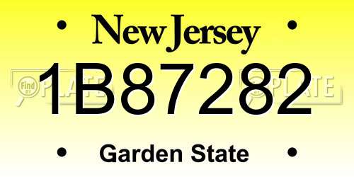 1B87282 New Jersey License Plate