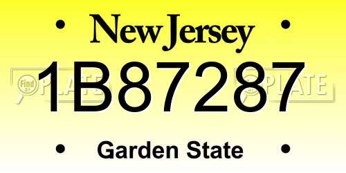 1B87287 New Jersey License Plate