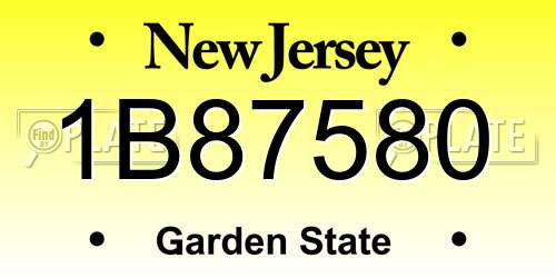 1B87580 New Jersey License Plate