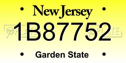 1B87752 New Jersey License Plate