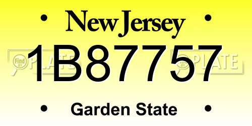 1B87757 New Jersey License Plate