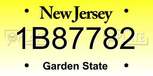 1B87782 New Jersey License Plate