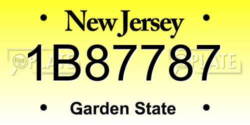 1B87787 New Jersey License Plate
