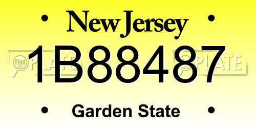 1B88487 New Jersey License Plate