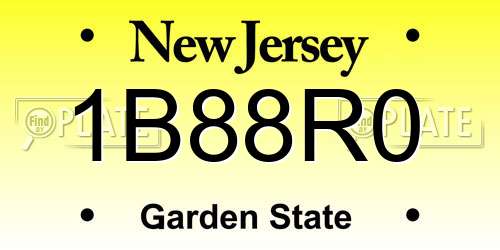 1B88R0 New Jersey License Plate