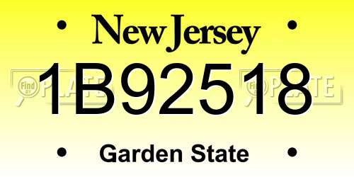 1B92518 New Jersey License Plate