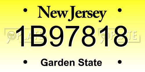 1B97818 New Jersey License Plate