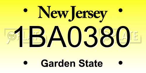 1BA0380 New Jersey License Plate