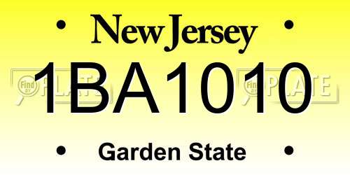 1BA1010 New Jersey License Plate