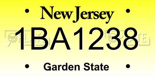 1BA1238 New Jersey License Plate