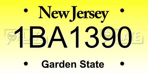 1BA1390 New Jersey License Plate