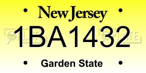 1BA1432 New Jersey License Plate