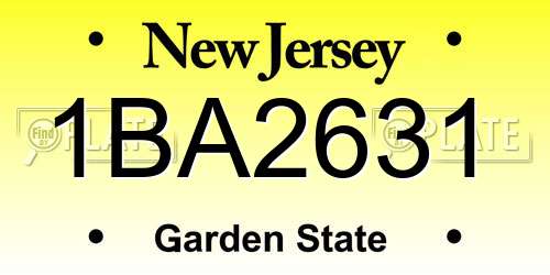 1BA2631 New Jersey License Plate