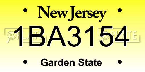 1BA3154 New Jersey License Plate