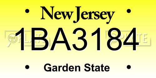 1BA3184 New Jersey License Plate