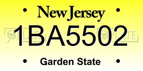 1BA5502 New Jersey License Plate