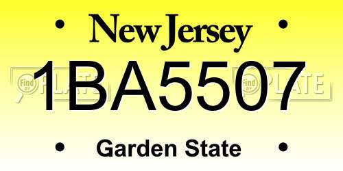 1BA5507 New Jersey License Plate