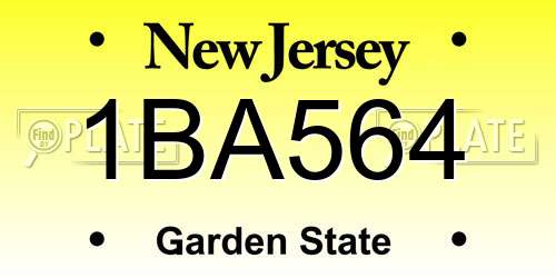1BA564 New Jersey License Plate