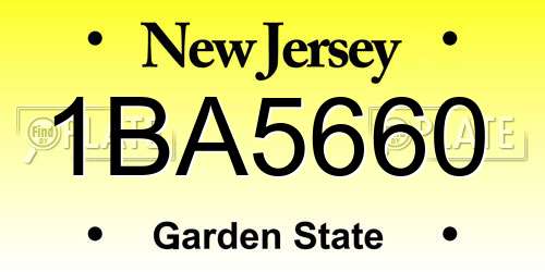 1BA5660 New Jersey License Plate