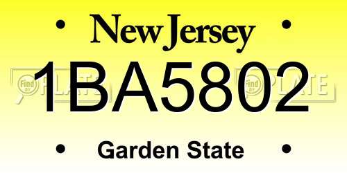 1BA5802 New Jersey License Plate