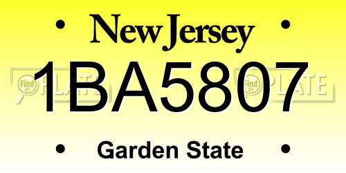 1BA5807 New Jersey License Plate