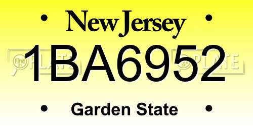 1BA6952 New Jersey License Plate