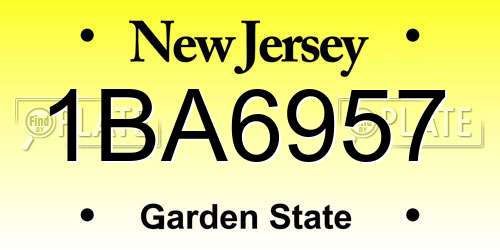 1BA6957 New Jersey License Plate