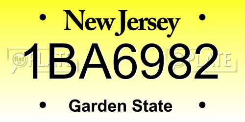 1BA6982 New Jersey License Plate