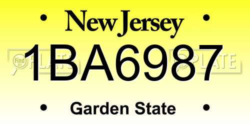 1BA6987 New Jersey License Plate