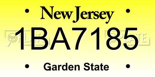 1BA7185 New Jersey License Plate
