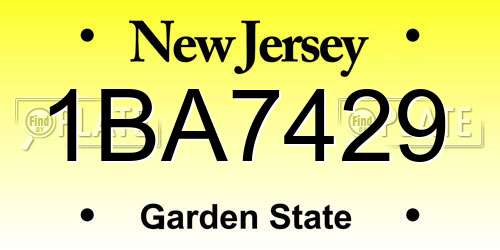 1BA7429 New Jersey License Plate