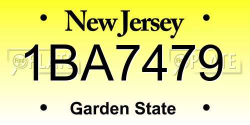 1BA7479 New Jersey License Plate