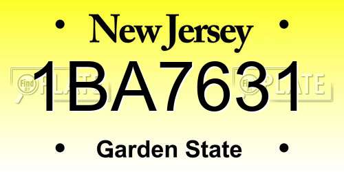 1BA7631 New Jersey License Plate