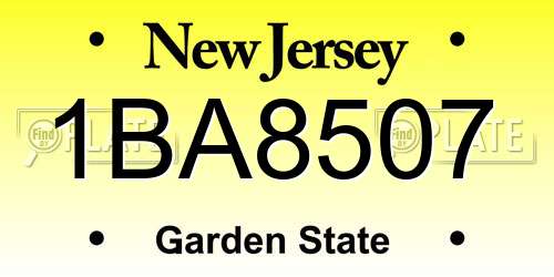 1BA8507 New Jersey License Plate