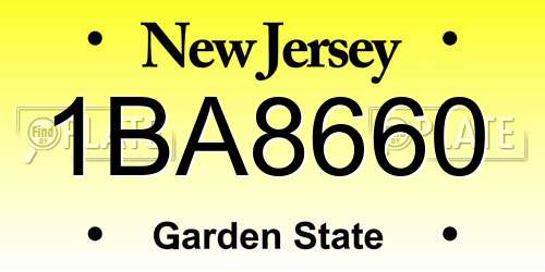 1BA8660 New Jersey License Plate
