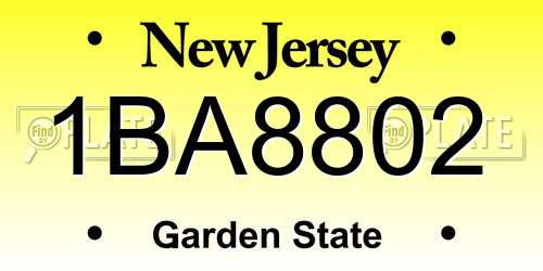 1BA8802 New Jersey License Plate