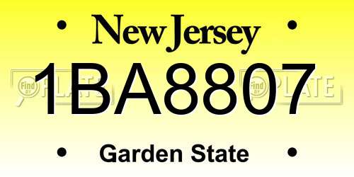 1BA8807 New Jersey License Plate
