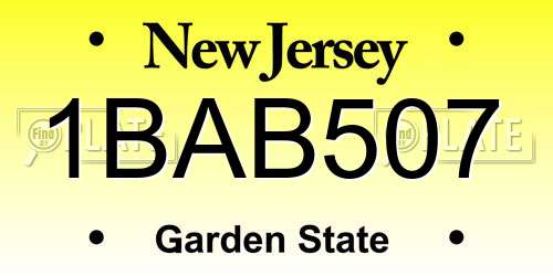 1BAB507 New Jersey License Plate